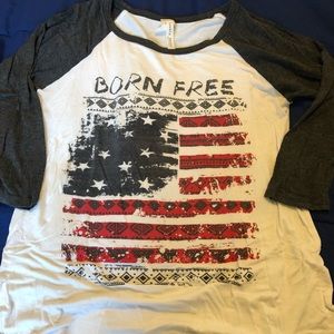 Born Free American Flag Half Sleeve Tee